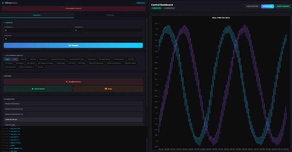 BLDCTool Online Dashboard Interface